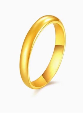 深圳水贝实心闭口金包银戒指素圈指环F男女情侣款对戒情人节日礼