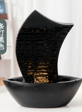 一帆风顺流水喷泉居家办公室开业送礼聚财流水摆件V桌面盆景加湿