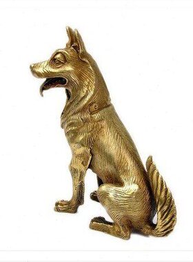 铜狗摆件 纯铜坐狼狗招财十二生肖金钱狗门口摆放客厅仿真狗大号