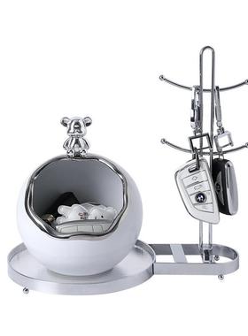 轻奢暴力熊钥匙收纳玄关摆件置物架入户门口鞋柜客厅家居装饰品