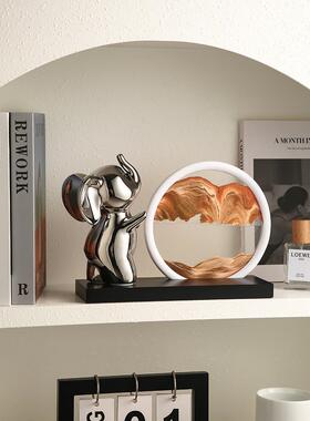 轻奢小象沙漏流沙画摆件家居客厅酒柜电视柜装饰品玄关乔迁礼物