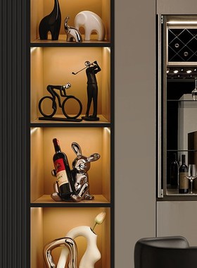 现代轻奢酒柜装饰品摆件客厅电视柜别F墅大平层高级感餐边柜工艺