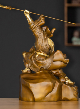 福佑佛具全铜关公j摆件站山关二爷大刀关羽武财神办公室招财工艺