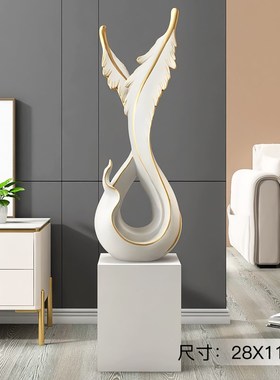 轻奢羽毛艺术摆件高级感客厅玄关电视柜酒N柜装饰品乔迁新居礼物