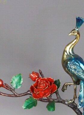 品新居铜客厅日常摆设送礼富贵吉祥乔迁玄关新中式装饰孔雀摆件