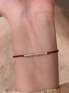 小孩哥同款手绳925J银坨坨红绳手链