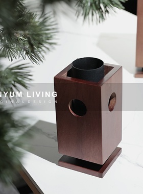 新中式餐桌客厅装饰摆件桌面摆设氛围F感烛光木质烛台文艺软装饰