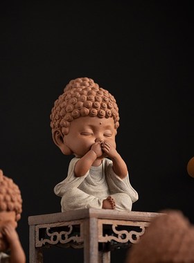 新中式三不佛摆件l陶瓷工艺品宝宝佛禅意茶空间博古架桌面装饰摆