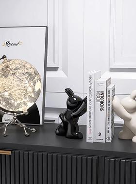 兔子书档摆件高档书柜仿真书儿童房书房客厅酒柜电视柜家居装饰品