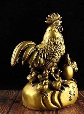 全铜鸡摆件全家福鸡母鸡玄关装饰品公鸡新中式送礼工艺品新居礼品