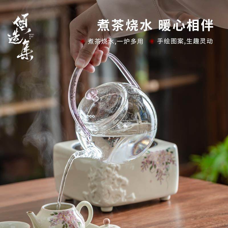 玻璃提梁壶围炉煮茶壶高硼硅烧水壶耐热电陶炉家用泡茶壶冷泡茶壶,淘宝优惠券,粉丝福利购,淘宝优惠卷