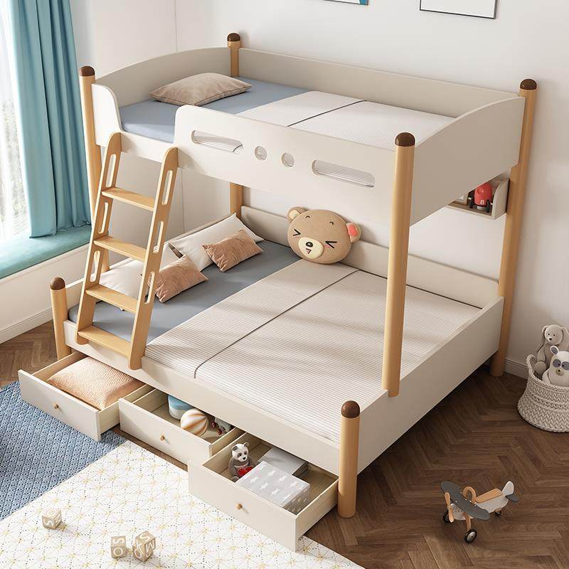 榉木高低床全实木儿童上下床双层床子母床多功能小户型两层上下铺,淘宝优惠券,粉丝福利购,淘宝优惠卷