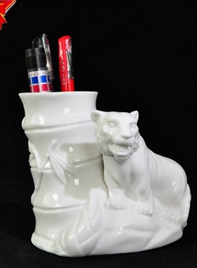 德化陶瓷笔筒老鼠牛虎兔子龙蛇马羊猴鸡狗十二生肖工艺品动物摆件
