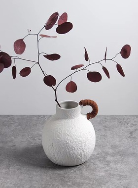 手作白色陶瓷花瓶乾燥花民宿装饰北欧风家居摆饰简约插花水培花器