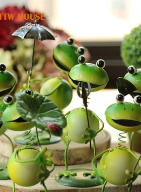 可爱夏季款 俏皮铁皮娃娃青蛙 家居装饰品 隔板摆件 桌面小摆设