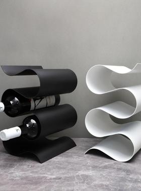 休闲创意s形金属酒架饰品样板房、家、酒店、餐厅、酒柜、桌面、