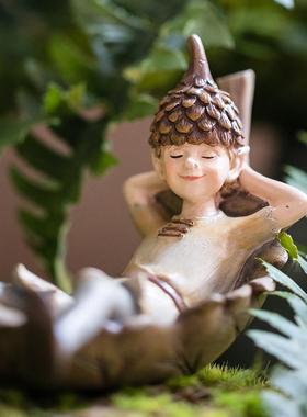 掬涵森林精灵树脂创意卡通桌面摆件玄关礼物酒柜童话玩偶乡村装饰