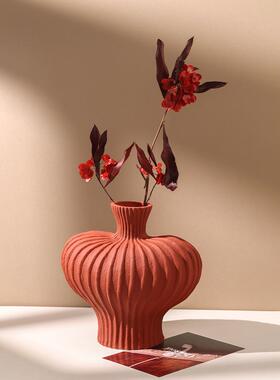 贝汉美花瓶摆件客厅桌面轻奢高级感侘寂风陶瓷插花干花复古装饰品