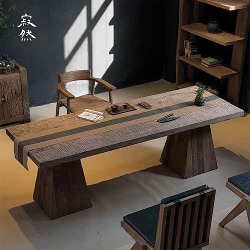 寂然侘寂风实木茶桌椅组合原木中式禅意茶台功夫茶几泡茶桌子民宿 - 图1