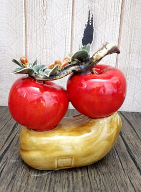 安湾平安乔迁平玄关摆件石公司礼品客厅电视柜苹果陶瓷摆设品新房