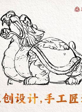 神兽霸下丨琢匠原创国风青铜桌面茶宠玄武龙龟全铜摆件小号手把件