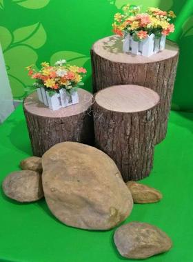 木头桩子彷真木桩树桩假原木桩圆木墩商场服装店饭厅橱窗花艺道具