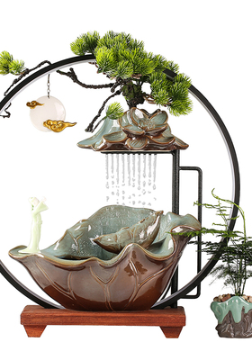 创意流水生财装饰摆件循环水雾化加湿办公室家居客厅桌面招财礼品