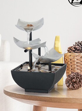 程序员桌面循环流水摆件室内小型招财客厅办公室玄关装饰品开业礼