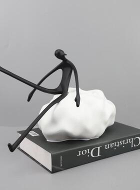 现代简约划船人物雕塑艺术摆件客厅卧室玄关酒店样板房家居装饰品