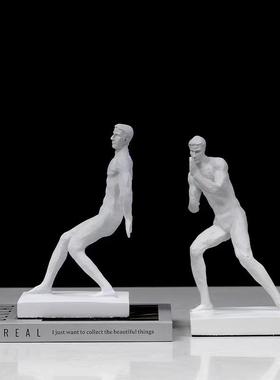 北欧创意树脂人物书档书靠摆件书房客厅办公室桌面书柜书立装饰品