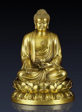 纯黄铜五佛铜释迦牟尼佛药师佛阿弥陀佛释迦摩尼佛客厅装饰摆件