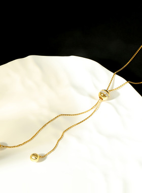 925纯银抽拉毛衣链轻奢高级感女锆石通勤百搭秋冬气质 项链