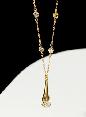 925纯银女闪耀水滴锁骨链高级感小众设计ins气质项链