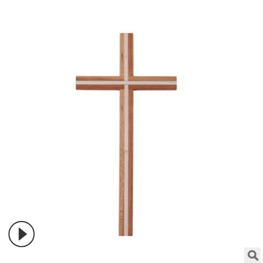 Mingxin oak wood inlaid lens cross 33X16.5cm wall decoration pendant crafts