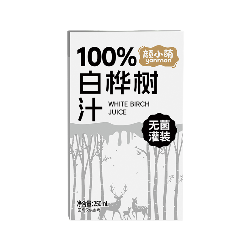 颜小萌100%白桦树汁250ml*10盒装原汁植物饮料整箱无添加新日期