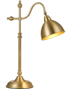 T162美式全铜简约卧室床头装饰台灯办公室书桌书房学习阅读灯具