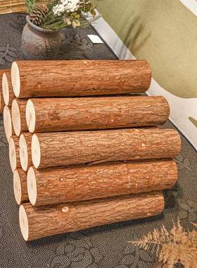 壁炉装饰木头实木树桩摆件圆木桩原木小木桩木材木柴围栏木头栅栏