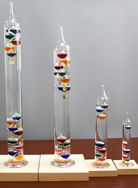 伽利略彩球温度计网红创意抽象办公室客厅玻璃悬浮摆件学生礼物