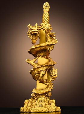 纯铜剑龙摆件龙金属蟠龙剑神龙宝剑家居客厅玄关办公室装饰品桌面