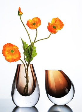 特厚琉璃花瓶水培插花花器客厅玄关餐桌样板房电视柜极简装饰摆件