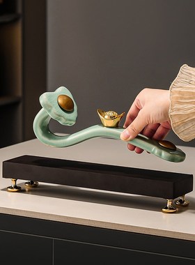 如意摆件招财陶瓷工艺品客厅电视柜玄关酒柜家居装饰品摆件办公室