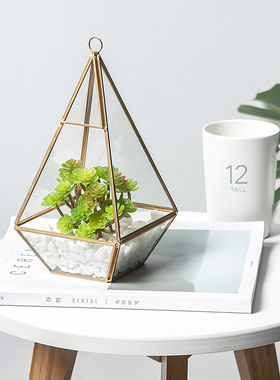 【曼塔】北欧几何玻璃罩花房摆件家居现代酒柜茶几桌面创意装饰品