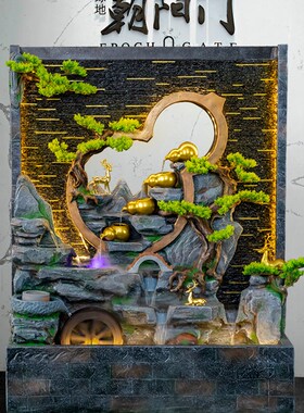 水幕墙流水屏风玄关循环水假山喷泉入户招财景观装饰客厅落地摆件
