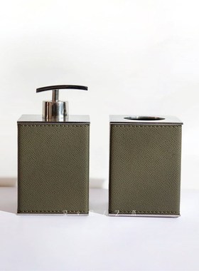 空合轻奢皮革金属卫浴创意售楼处样板间浴室洗手台卫生间软装摆件