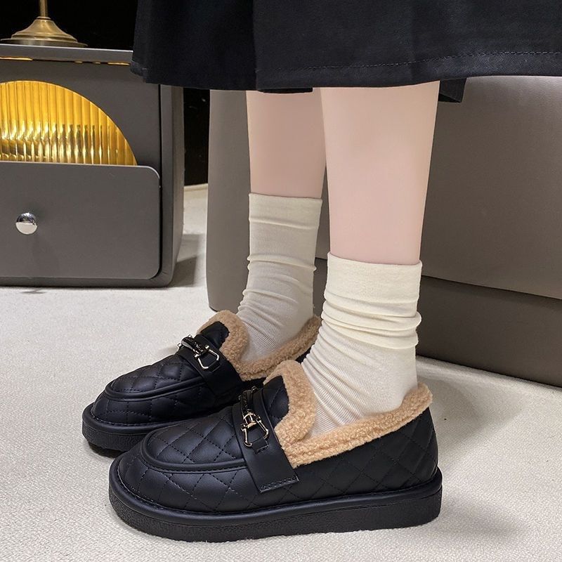 2024新款冬季妈妈女鞋棉鞋女秋加绒一脚蹬豆豆鞋外穿保暖休闲板鞋,淘宝优惠券,粉丝福利购,淘宝优惠卷