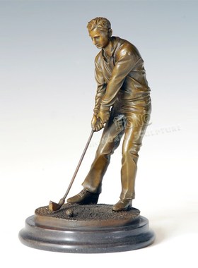 铜雕塑打高尔夫EP221222欧式人物工艺品酒店客厅书房家居桌面摆件