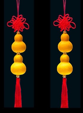 天然真葫芦串风水挂件门对门家居中国风装饰品办公室招财客厅挂饰