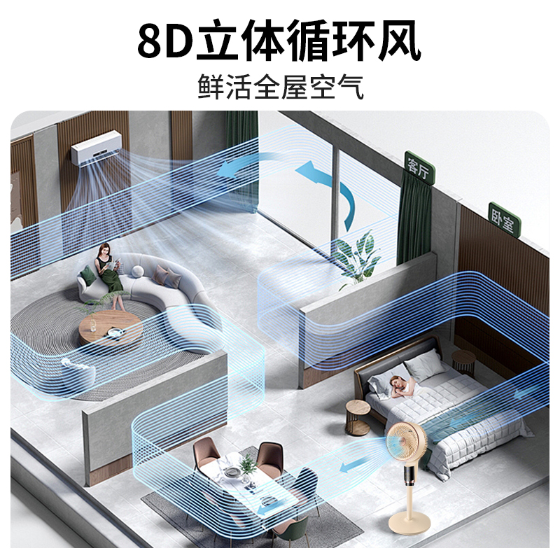 夏新空气循环扇台立两用节能轻音八字摇头遥控语音电风扇家用宿舍