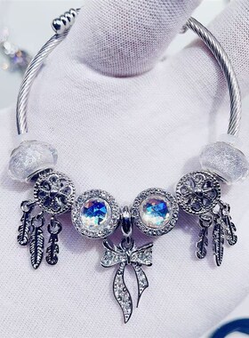 潘家风格蓝色闪耀星空手镯diy手链时尚饰品轻奢精致可拆卸手环