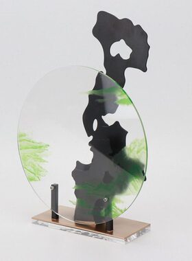 现代新中式创意亚克力铁艺假山摆件电视柜样板房间酒柜客厅装饰品